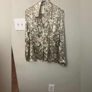 Cache Floral Blouse in Cream and Brown